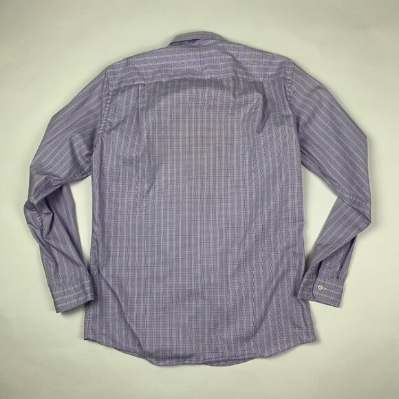 Club Room Slim Fit Men's Dress Shirt 15.5 34/35 Pinpoint Purple Plaid - Picture 5 of 7